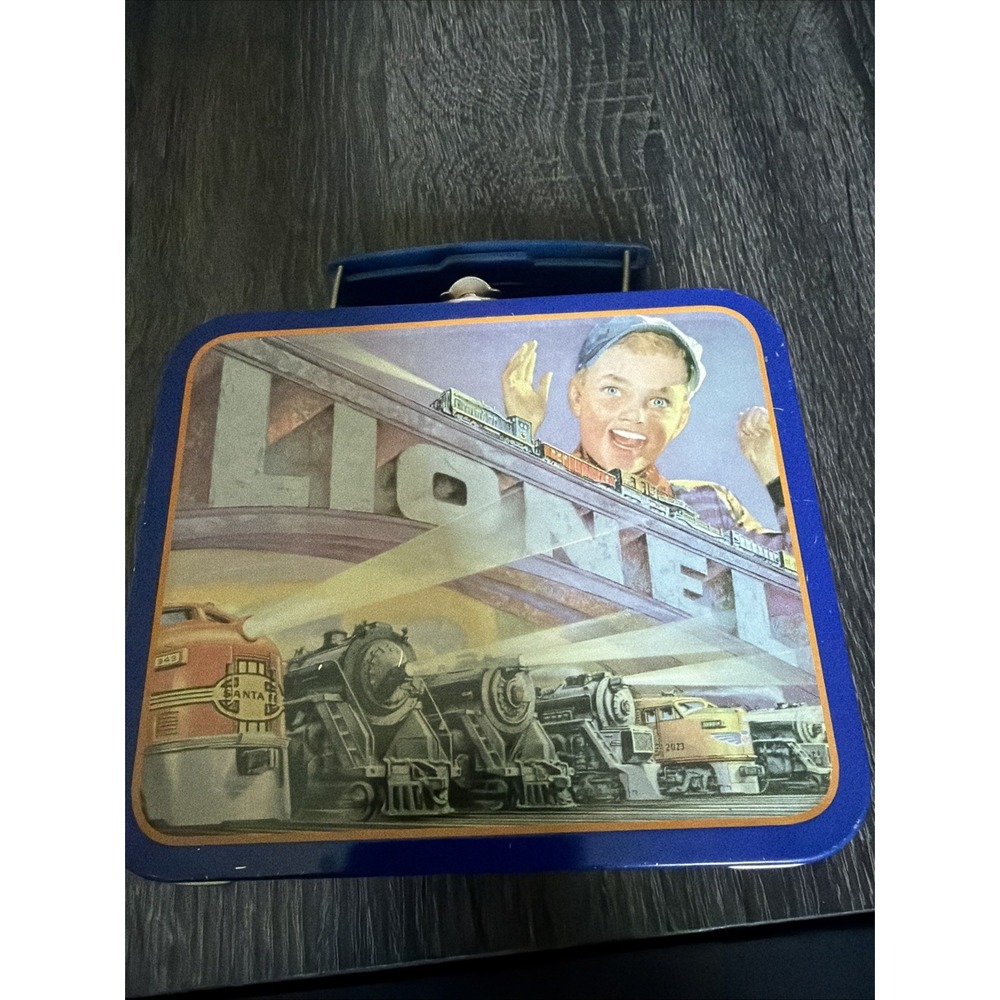 Rare Vintage 1998 Lionel Trains American Legend Metal Lunch Box Empty Tin Blue